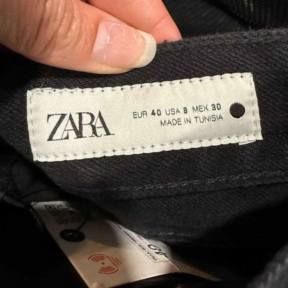 Zara Black Mid Rise Loose Fit Wide Leg Jeans Sz 8 NWT - Picture 5 of 10